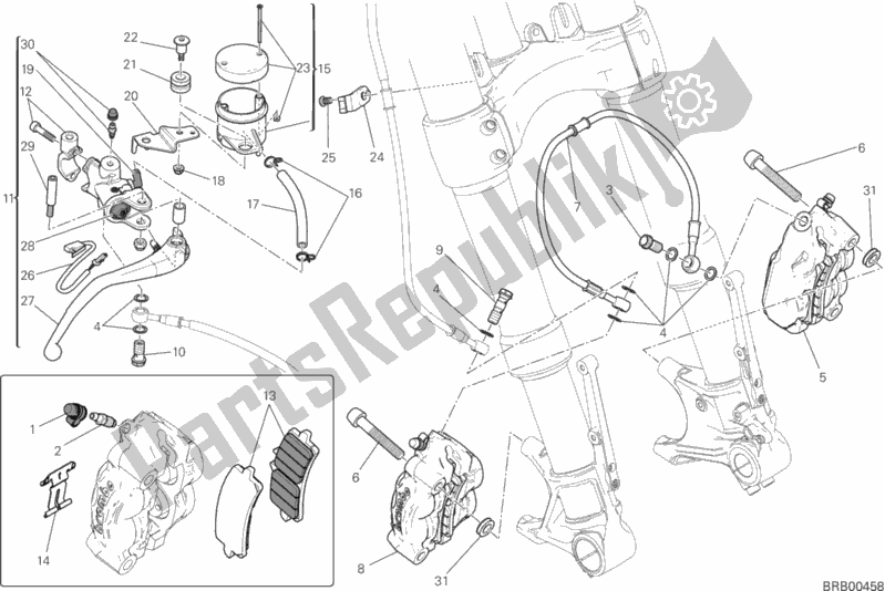 Todas as partes de Sistema De Freio Dianteiro do Ducati Monster 1200 S 2015